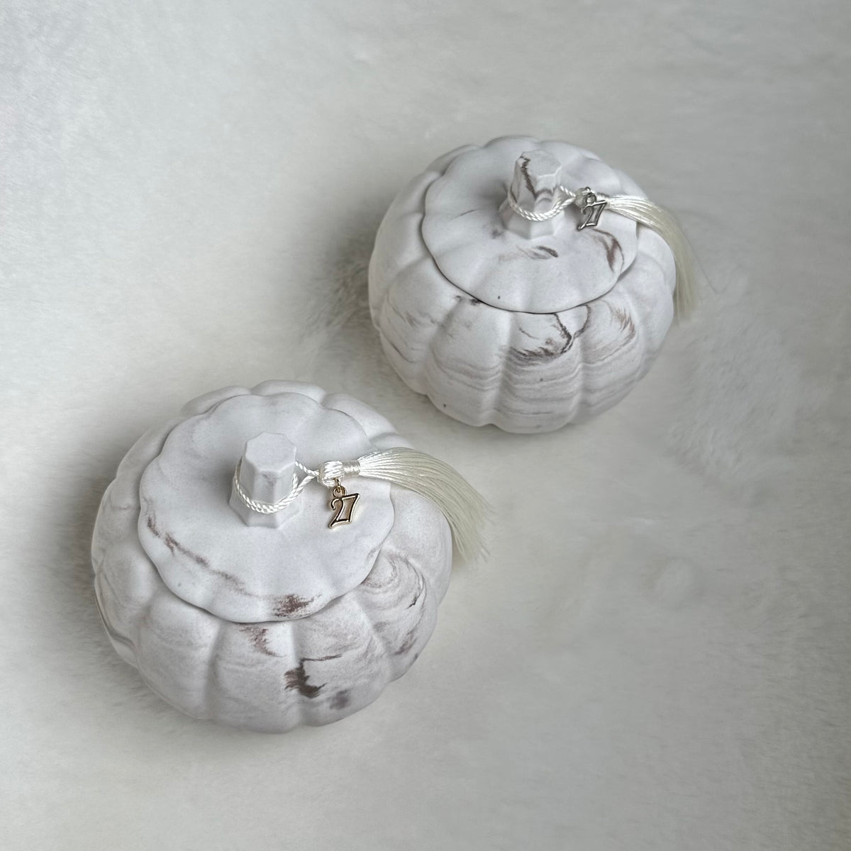 Marble Pumpkin Charm Candle
