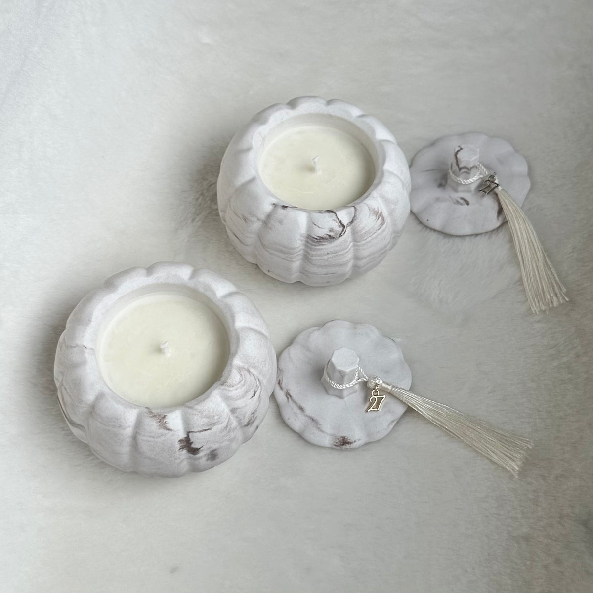 Marble Pumpkin Charm Candle