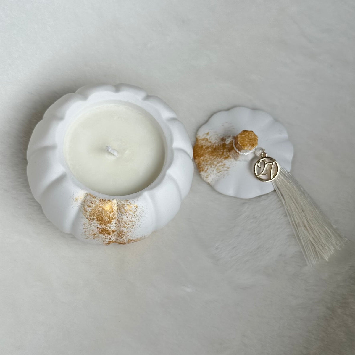Gold Pumpkin Charm Candle