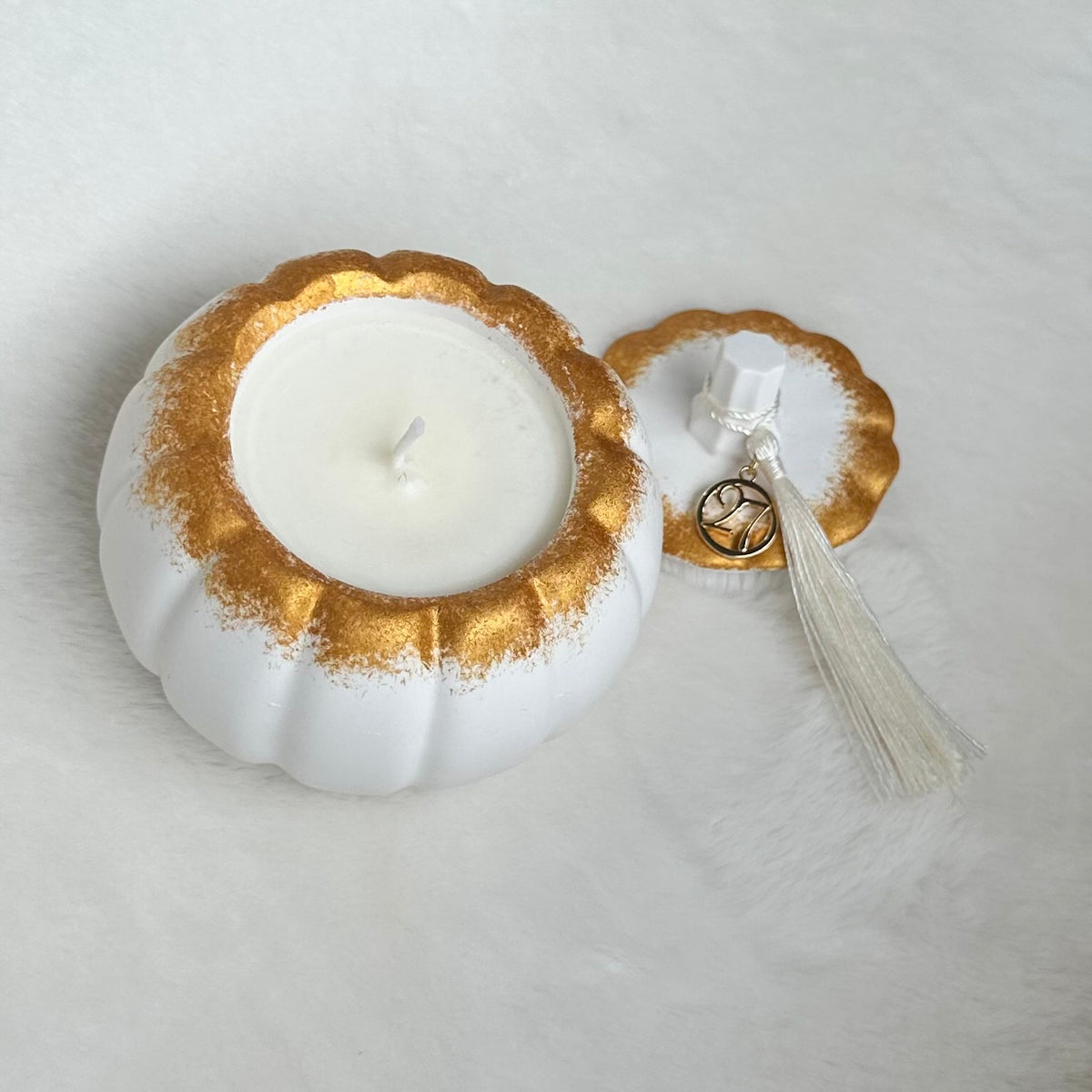 Gold Pumpkin Charm Candle