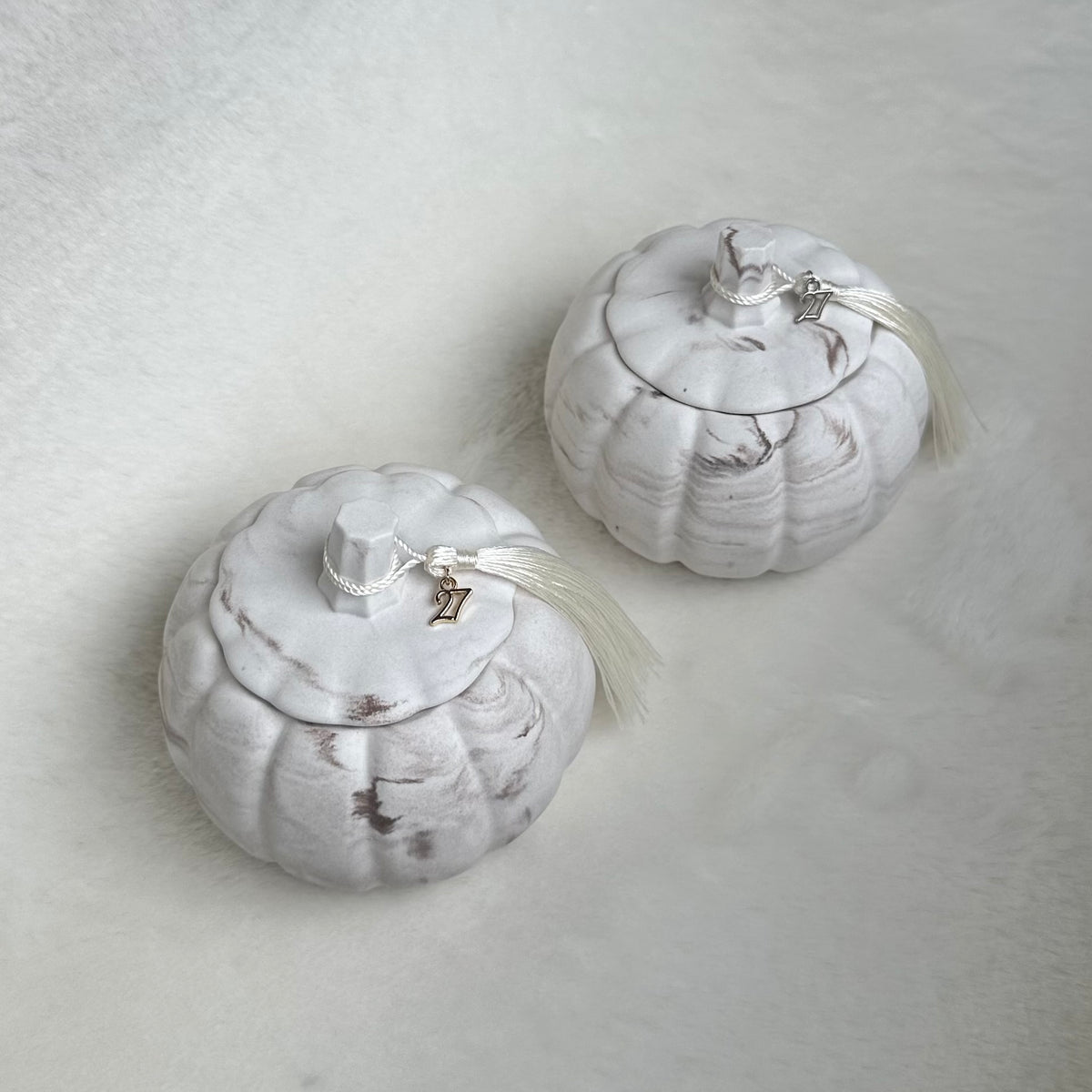 Marble Pumpkin Charm Candle