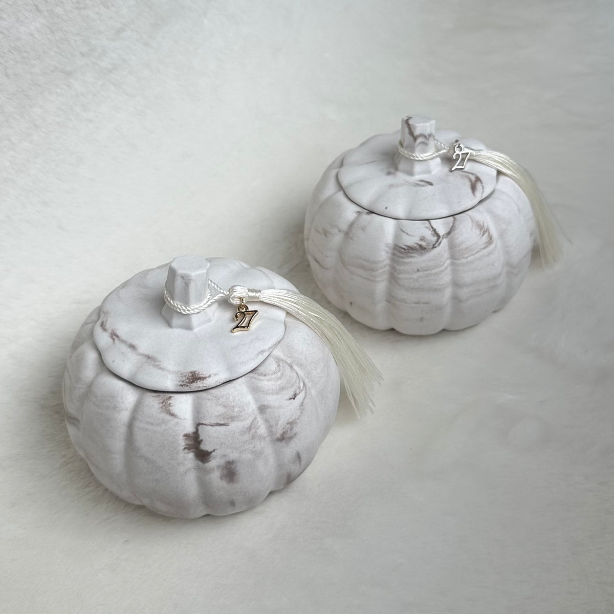Marble Pumpkin Charm Candle