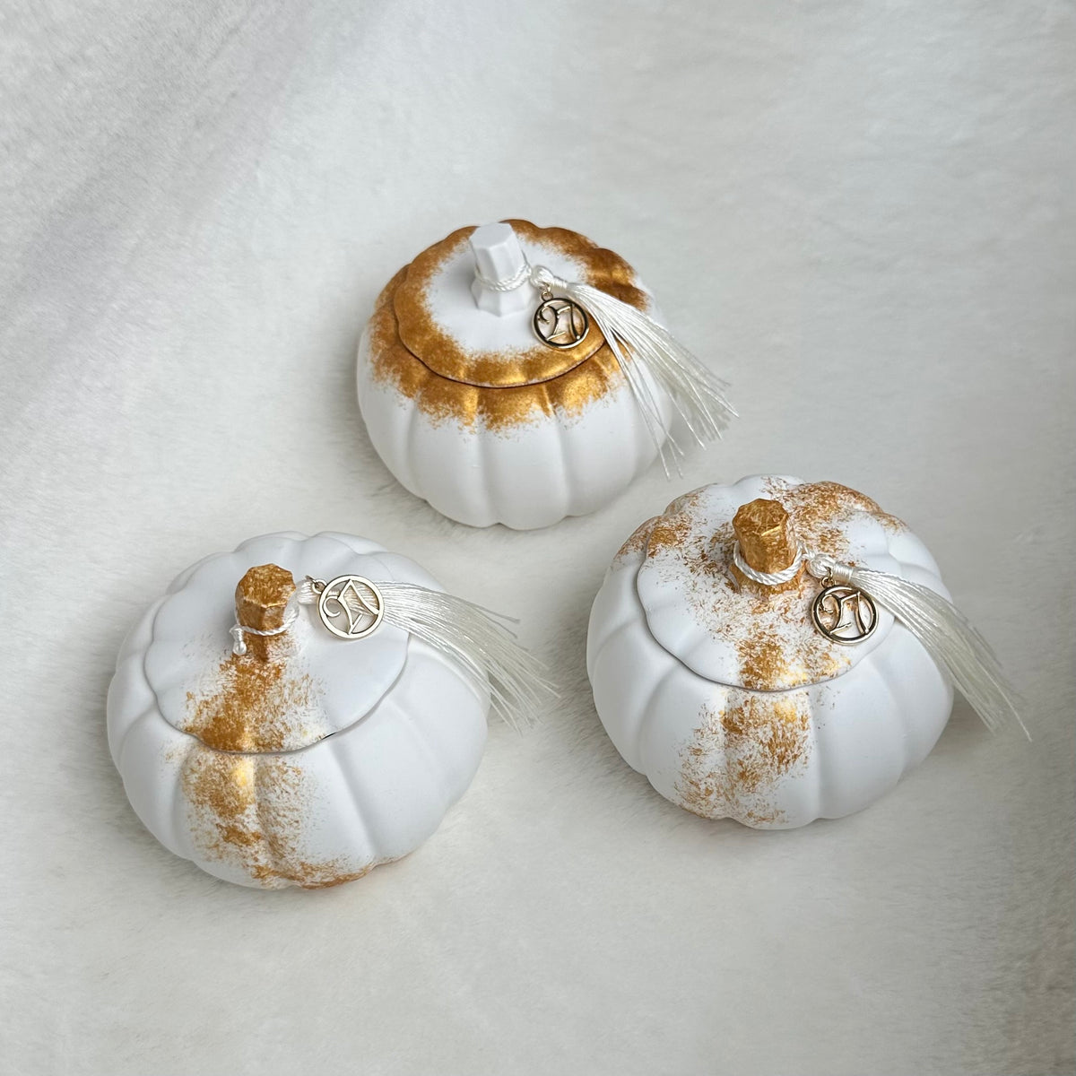 Gold Pumpkin Charm Candle