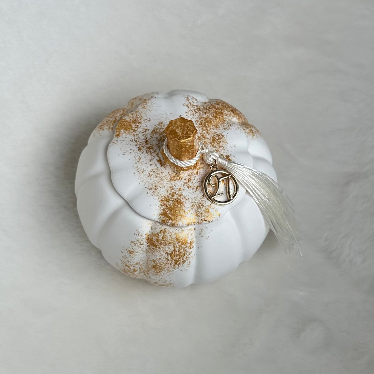 Gold Pumpkin Charm Candle