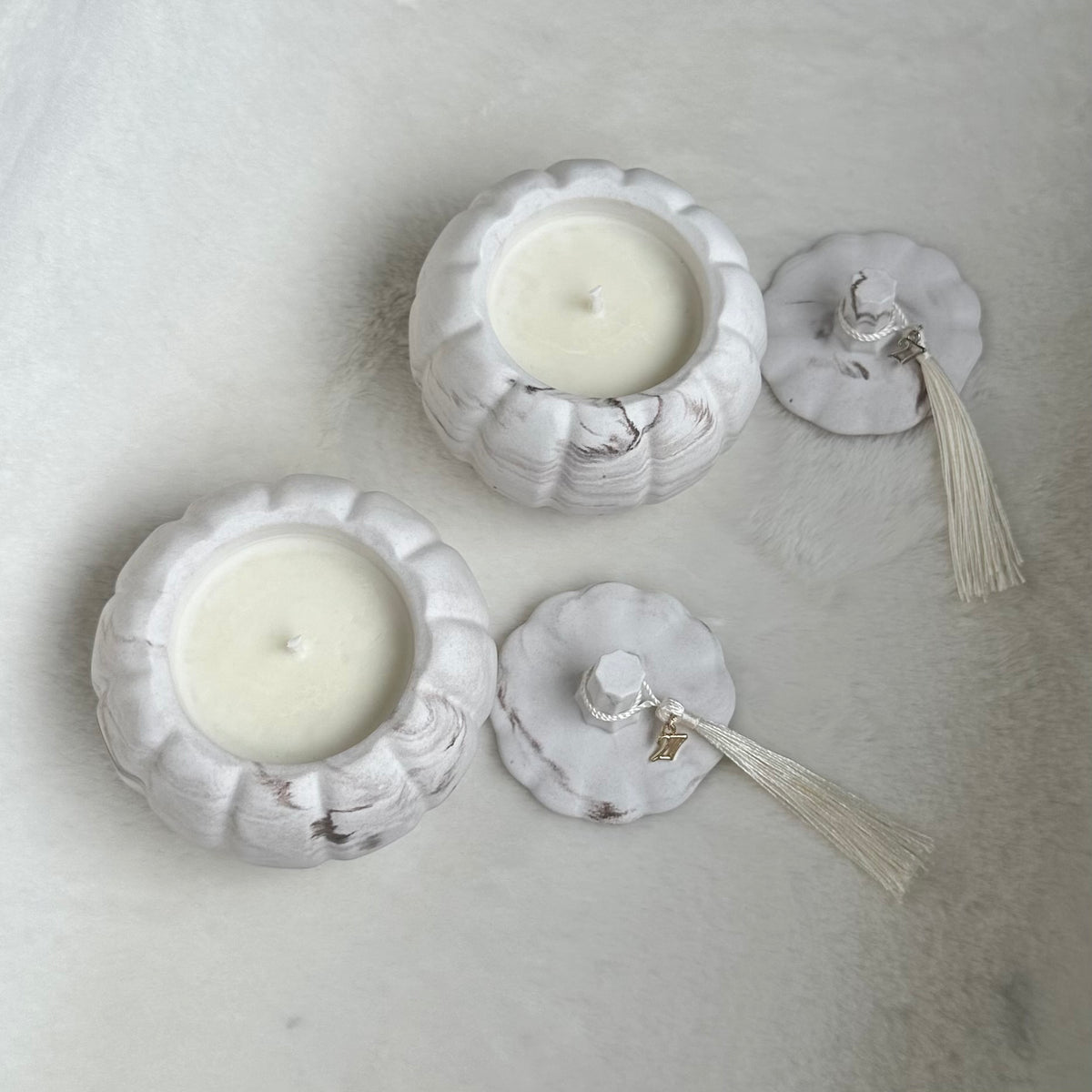 Marble Pumpkin Charm Candle