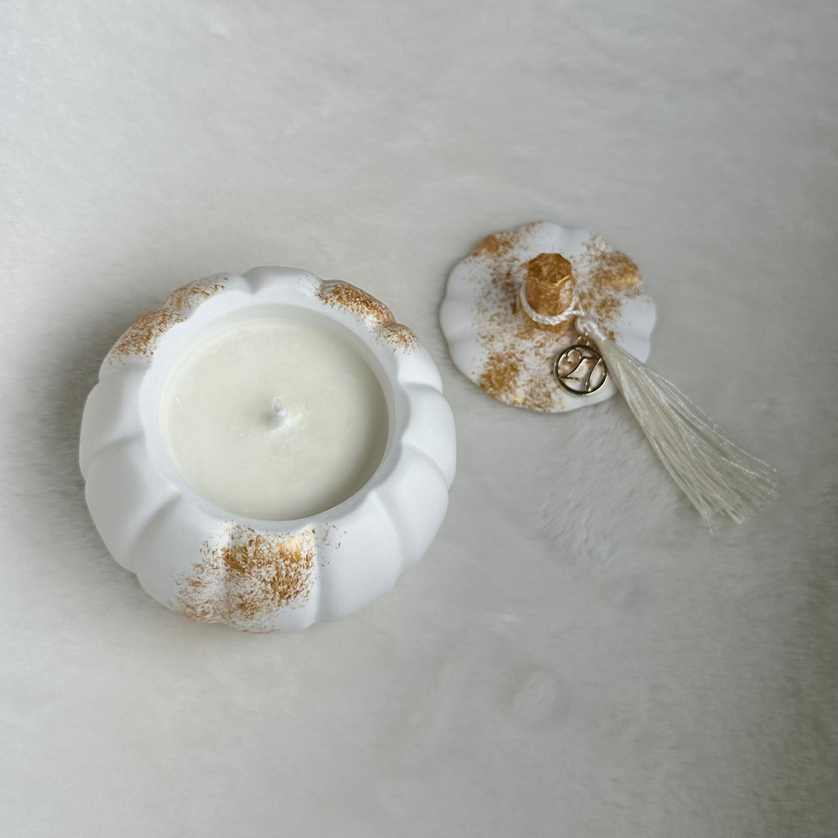 Gold Pumpkin Charm Candle